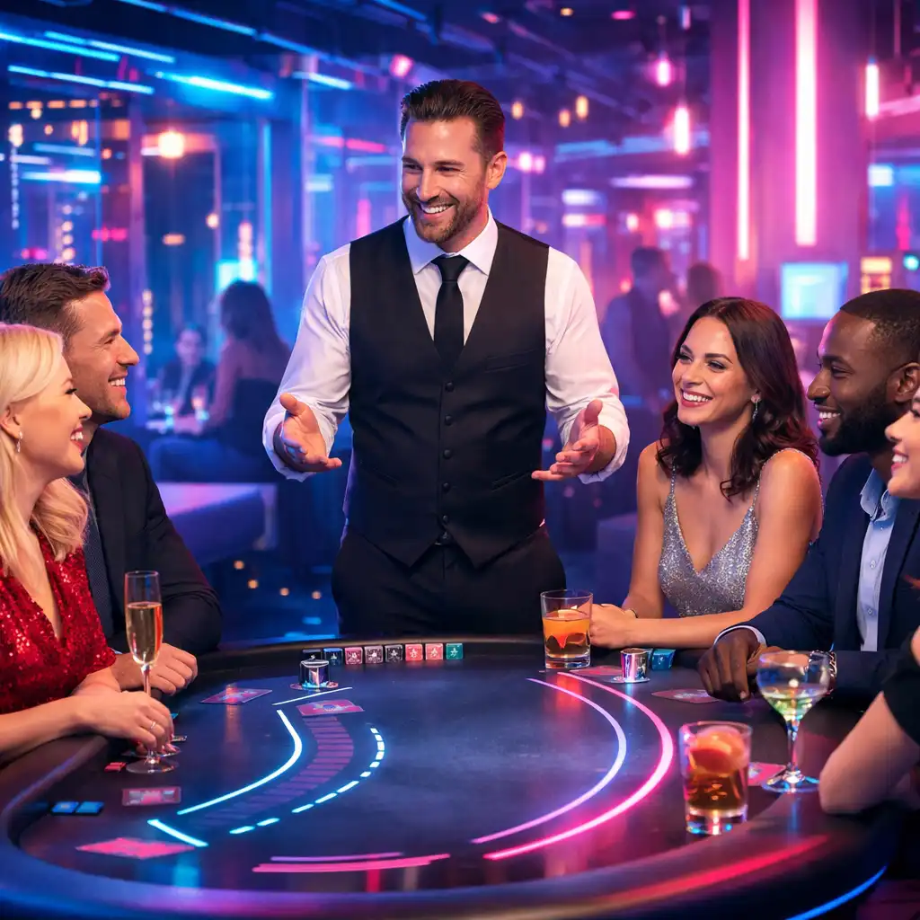 Table de blackjack animée en groupe