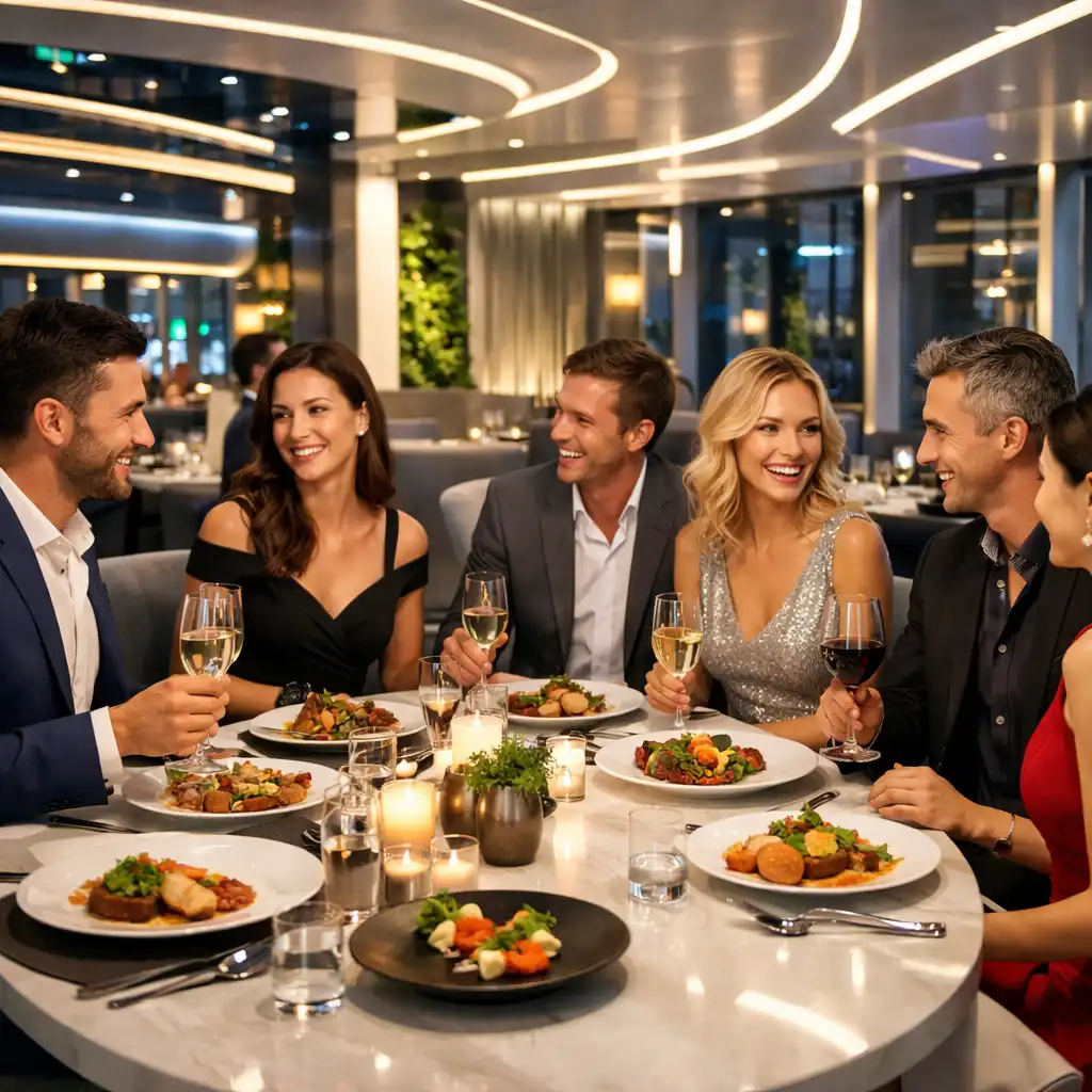 Groupe partageant une expérience conviviale autour d'une table Bellecrox