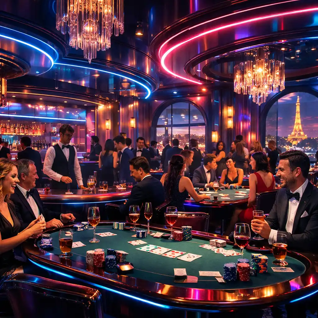 Soirée poker immersive Bellecrox ambiance futuriste élégante